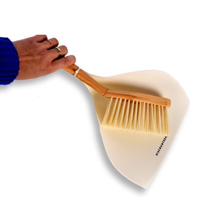 Stoffer | Bamboe | 230 gm | en Blik Set | Beige | Veger | Borstel | Stofveger | Schoonmaakmiddel | Met handgreep  | 4cm*35.5cm*31.5cm