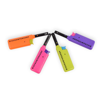 Set van 4 Mini Aanstekers - Paars, Roze & Groen, Oranje - BBQ Aansteken - Kunststof en Metaal - 14cm x 3cm 