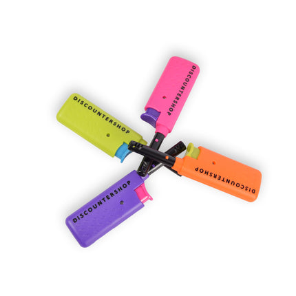 Set van 4 Mini Aanstekers - Paars, Roze & Groen, Oranje - BBQ Aansteken - Kunststof en Metaal - 14cm x 3cm 