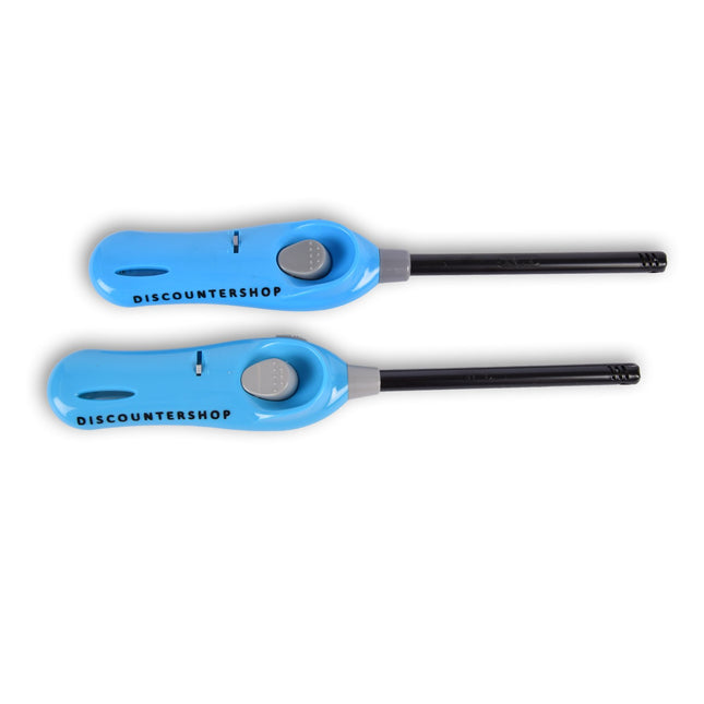 Aansteker met kinderbescherming - Barbecue aansteker - Pakket van 2x stuks BBQ aanstekers navulbaar| A Kwaliteit |Kinderbescherming/Kinderslot |blauw | 26cm 