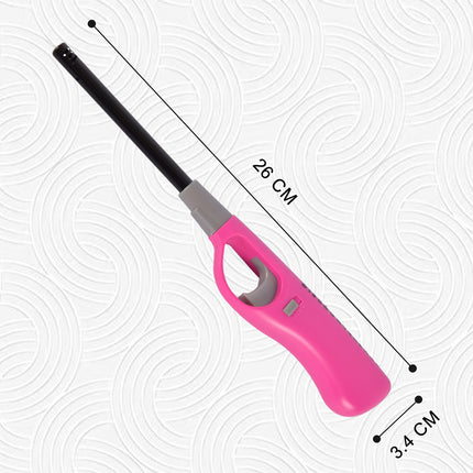 Gasaansteker 26 cm –Gas- Roze Aansteker – Keukenaansteker – Kinderslot – Voor Kaarsen, BBQ, Keuken en Kamperen – Navulbaar