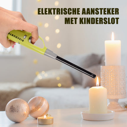 Gasaansteker 26 cm Groen - Navulbare Aansteker met Kinderslot - Voor Kaarsen, BBQ, Keuken en Kamperen