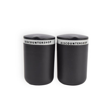 Dubbele Asbakset met Deksel - Zwart & Grijs - Compact Formaat - 10,5cm x 6cm x 9,5cm - Rookvrij Genieten
