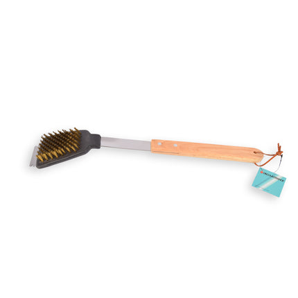 Efficiënte BBQ-schrobber - Robuust Ontwerp - Kleurvarianten: Zwart, Beige, Silver - Afmetingen: 44cm x 1.5cm x 7.5cm - Materiaal: Kunststof, Hout en Metaal