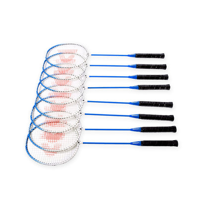 4 Sets met in totaal 8 Badmintonrackets en 12 Shuttles  | aluminium/bio plastic | Rackettas | blauw | tennistas | 68cm*22.5cm