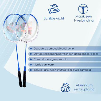 10 Sets met 20 Rackets en 30 Shuttles | aluminium/bio plastic | Rackettas | blauw | tennistas | 68cm*22.5cm