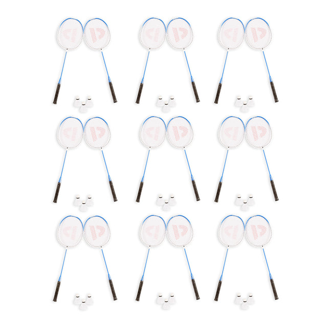 9 Sets met 18 Badminton Rackets en 27 | aluminium/bio plastic | Rackettas | blauw | tennistas | 68cm*22.5cm