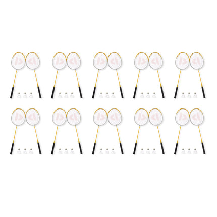 Topdeal - Premium Badminton Set: 20 Aluminium Rackets, 30 Bioplastic Shuttles - Gele Rackettas Inbegrepen
