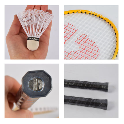 Premium Badminton Racket Set - 12 Rackets - 18 Shuttles - Geel - Inclusief Opbergtas