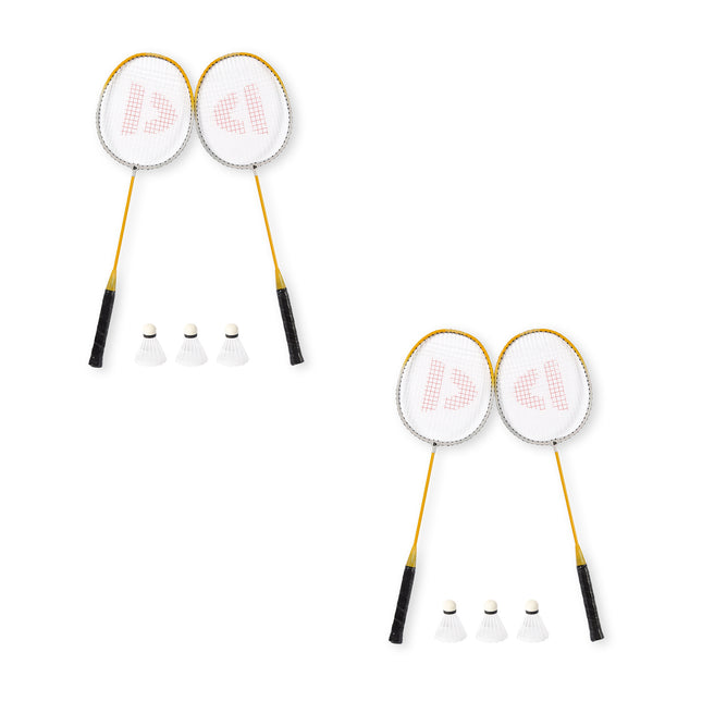 Hoogwaardige Badminton Racket Set - Geel - Inclusief Opbergtas en 3 Shuttles