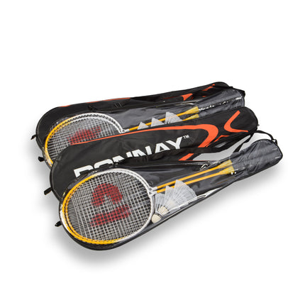  Badminton Racket Set - Geel - 8 Rackets - Opbergtas en 12 Shuttles Inbegrepen
