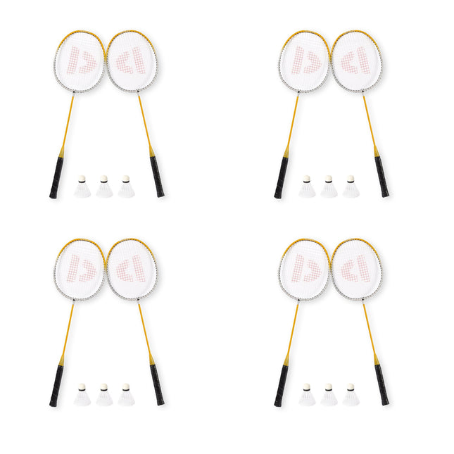  Badminton Racket Set - Geel - 8 Rackets - Opbergtas en 12 Shuttles Inbegrepen