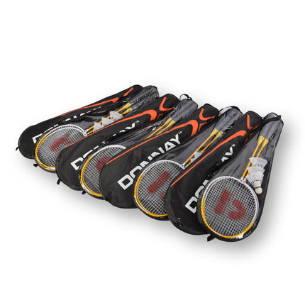 Voordelige Bundel - Premium Badmintonset: 16 Aluminium Rackets, 24 Bioplastic Shuttles & Gele Rackettas