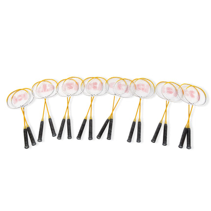 Voordelige Bundel - Premium Badmintonset: 16 Aluminium Rackets, 24 Bioplastic Shuttles & Gele Rackettas