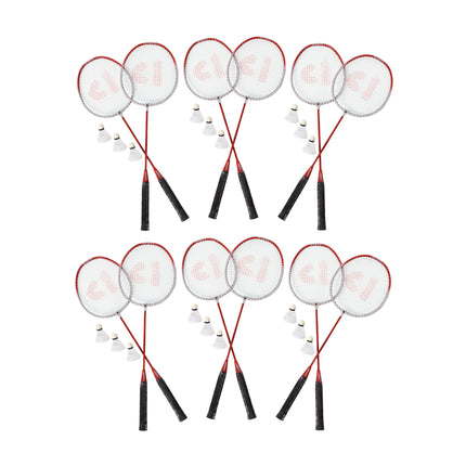 Topkwaliteit Badminton Racket Set - 12 Rackets, 18 Shuttles - Rood - Inclusief Opbergtas