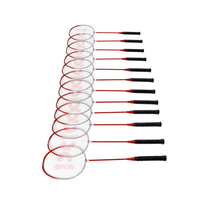 Topkwaliteit Badminton Racket Set - 12 Rackets, 18 Shuttles - Rood - Inclusief Opbergtas