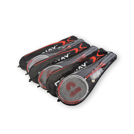 Topkwaliteit Badminton Racket Set - 12 Rackets, 18 Shuttles - Rood - Inclusief Opbergtas