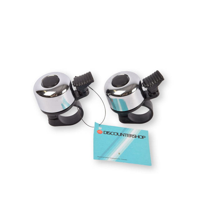 Zilveren en Zwarte Mini Fietsbel Set - Luide Fietsbeltoon - Fietsaccessoires - 6cm x 5cm x 3cm - 2 Fietsbellen Meegeleverd