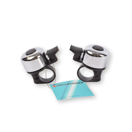 Zilveren en Zwarte Mini Fietsbel Set - Luide Fietsbeltoon - Fietsaccessoires - 6cm x 5cm x 3cm - 2 Fietsbellen Meegeleverd