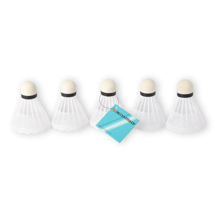 Topkwaliteit Witte Kunststof Badminton Shuttles - 6.6cm x 8.2cm - Pakket van 5 - Licht en Flexibel 