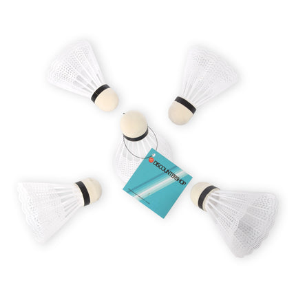Topkwaliteit Witte Kunststof Badminton Shuttles - 6.6cm x 8.2cm - Pakket van 5 - Licht en Flexibel 