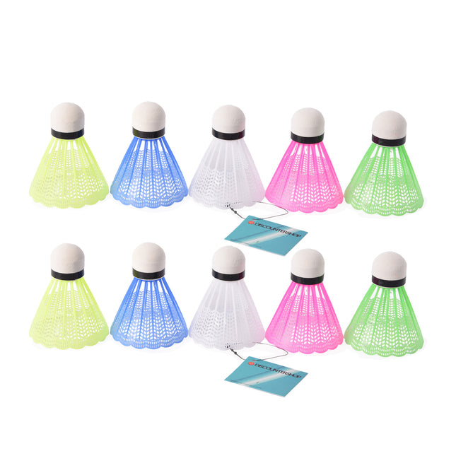 Badminton Shuttles Gemaakt Van Plastic - Materiaal: Kunststof, Afmetingen: 6.6cm x 6.6cm x 8.2cm , Gewicht: 80g - Set Van 10 Stuks In 2 Sets. 