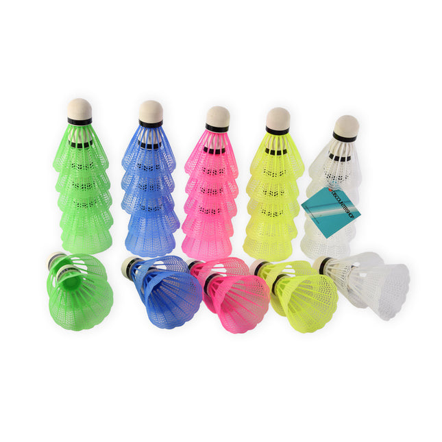 Set van 35 Kunststof Gekleurde Shuttlecocks - 7 Sets - Plastic Materiaal - Gewicht 280g - Afmetingen 6.6cm x 6.6cm x 8.2cm - Ideaal voor Spelers en Recreatie