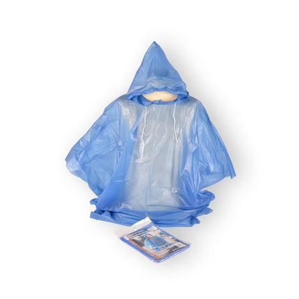 Blauwe Waterdichte Regenponcho Set - Lichtgewicht Regenkleding voor Ultieme Bescherming - Met Capuchon: 130cm, Kunststof - Set van 2 