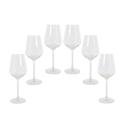 6x Luxe Kristallen Wijnglazen - Transparant - Afmetingen: 22cm x 7.5cm x 7.5cm