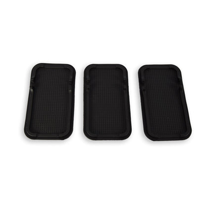 Rubberen Antislipmat Set voor in de Auto  - 3 Stuks Zwart - 18.5cm x 10.5cm - Beschermat voor Auto Dashboard