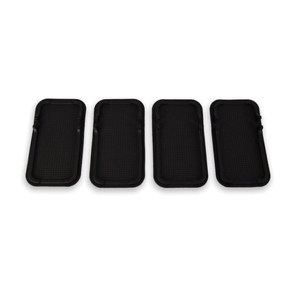 Set van 4 Duurzame Zwarte Antislipmatjes voor Car Dashboard | Gemaakt van Hoogwaardig Rubber | 18.5cm x 10.5cm