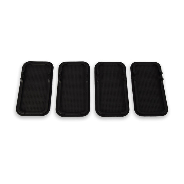 Set van 4 Duurzame Zwarte Antislipmatjes voor Car Dashboard | Gemaakt van Hoogwaardig Rubber | 18.5cm x 10.5cm