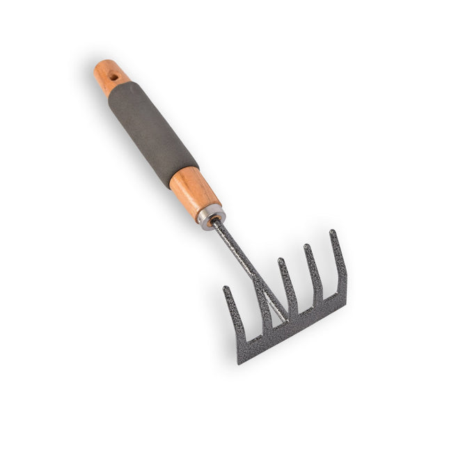 Tuinharkje | hark | met steel | Tuingereedschap | Tuinieren | Zachte Handgreep | Tuinonderhoud | Tuinaccessoires | 27cm x 9cm x 7.5cm