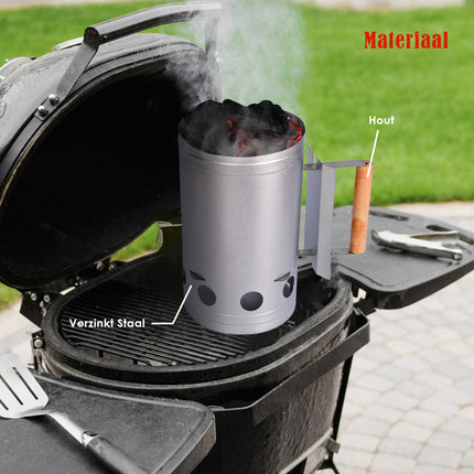 BBQ Houtskool | bbq starter | Houtskoolstarter | Zilver | Verzinkt Staal | Brikettenstarter | 27cm*27cm