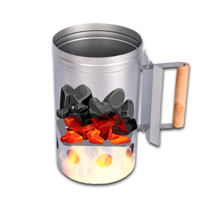BBQ Houtskool | bbq starter | Houtskoolstarter | Zilver | Verzinkt Staal | Brikettenstarter | 27cm*27cm