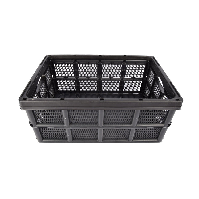 Van Onveilig Naar Veilig: Zwarte Opvouwbare Vouwkrat 32 Liter | 50cm x 21cm x 33cm | Stevig en Stapelbaar Zonder Deksel | Perfect voor Veilige Opslag van Kleding, Speelgoed & Boodschappen