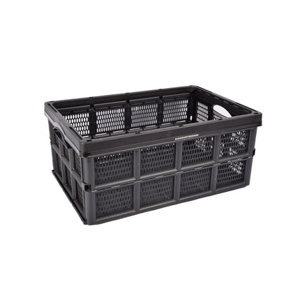 Van Onveilig Naar Veilig: Zwarte Opvouwbare Vouwkrat 32 Liter | 50cm x 21cm x 33cm | Stevig en Stapelbaar Zonder Deksel | Perfect voor Veilige Opslag van Kleding, Speelgoed & Boodschappen