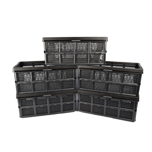 Vertrouwen Opbergen: Zwarte Vouwkrat 32 Liter | 5 Stuks | Innovatief Design Met 50cm x 21cm x 33cm | De Beste Keuze voor het Veilig Bewaren van Je Waardevolle Spullen | Opvouwbaar en Klaar om te Gaan
