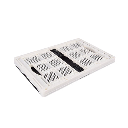 Stevige Vouwkrat met Soft-touch Handgrepen  | Wit Plastic | L50cm x B21cm x H33cm | Stapelbare Opbergmand voor Badkamer, Keuken, Kantoor | 32 Liter | Eenvoudig in Gebruik en Opslag Waardevolle items