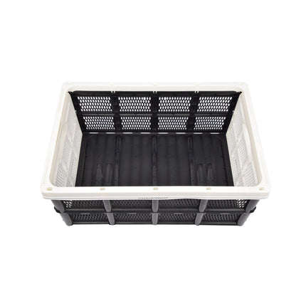 Stevige Vouwkrat met Soft-touch Handgrepen  | Wit Plastic | L50cm x B21cm x H33cm | Stapelbare Opbergmand voor Badkamer, Keuken, Kantoor | 32 Liter | Eenvoudig in Gebruik en Opslag Waardevolle items