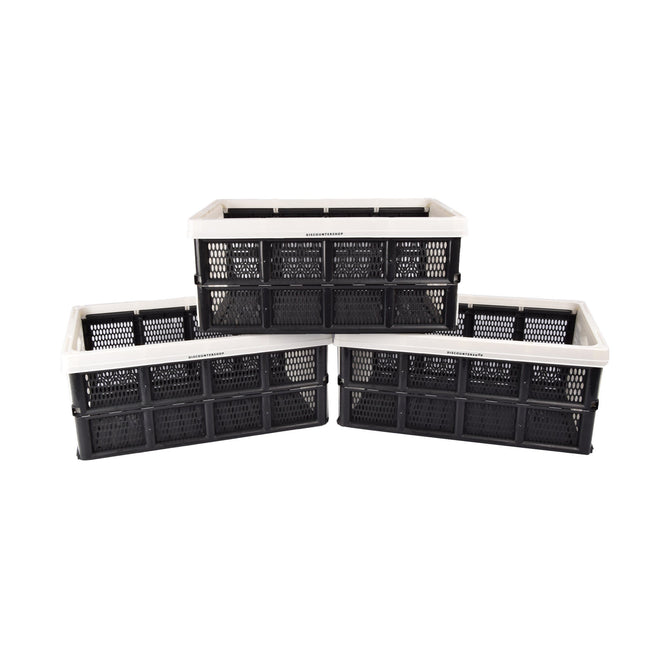 Stevige 32L Vouwkrat zonder Deksel | Witte Opbergbox met Soft-Touch Handgrepen | 50cm x 21cm x 33cm | Ideaal voor Kleding, Gereedschap, Speelgoed en Boodschappen | Ruimtebesparende Oplossing