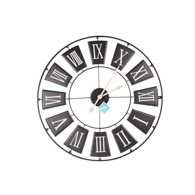 Moderne Zwarte Metalen Wandklok | 70 cm Diameter | 2.5cm Dikte | Elegante Klok Voor Kantoor Woonkamer Slaapkamer en Keuken | Grote Muur Klok Met AA Batterij 