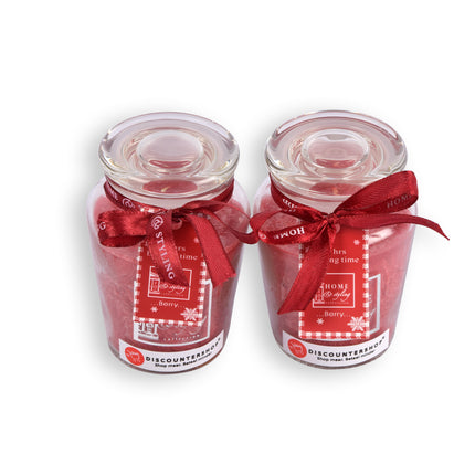 Set van 2 Rode Geurkaarsen van Glas - Aromatische Sfeerkaarsen met Bessen Geur - Afmetingen: 4.5cm x 7.5cm x 8.2cm - Brandtijd: 11 uur