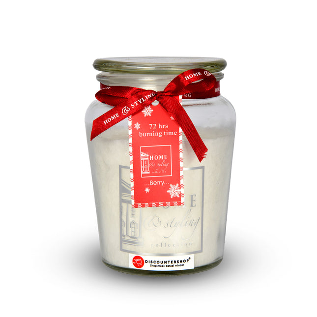 1 stuks | Geurkaars | in Mason Jar | kaars | Sfeerkaarsen | Geur:Bes | wit | 72 uur Branduren | 14.50cm*8.5cm