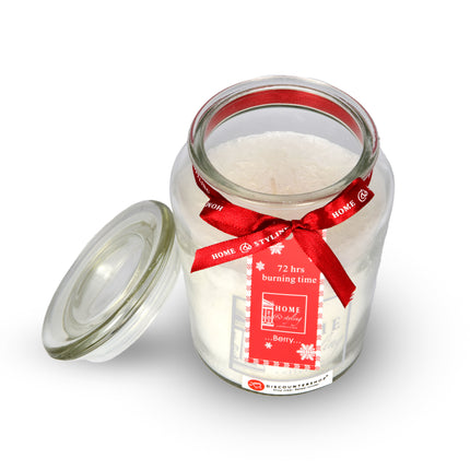 1 stuks | Geurkaars | in Mason Jar | kaars | Sfeerkaarsen | Geur:Bes | wit | 72 uur Branduren | 14.50cm*8.5cm