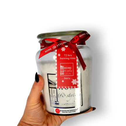 1 stuks | Geurkaars | in Mason Jar | kaars | Sfeerkaarsen | Geur:Bes | wit | 72 uur Branduren | 14.50cm*8.5cm