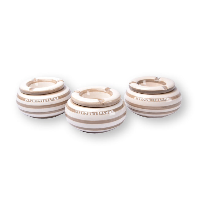 3x Stijlvolle Aardewerk Asbak 11cm x 6cm Beige - Perfect Rookaccessoire