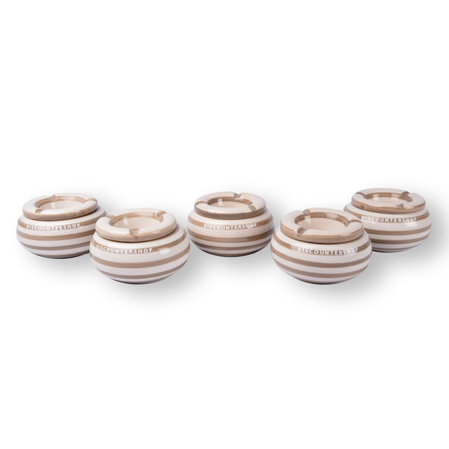 5x Stijlvolle Aardewerk Asbak 11cm x 6cm Beige - Perfect Rookaccessoire