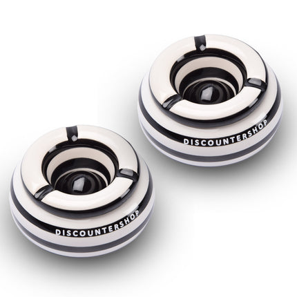 2x Stijlvolle Aardewerk Asbak 11cm x 6cm Zwart - Perfect Rookaccessoire