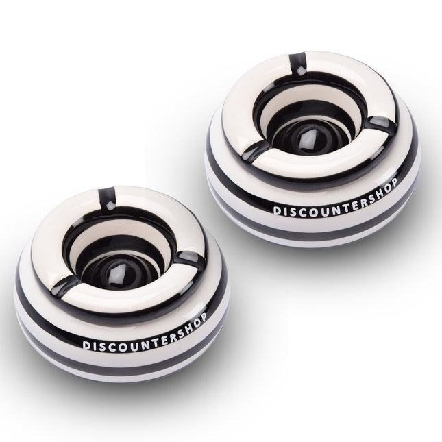 2x Stijlvolle Aardewerk Asbak 11cm x 6cm Zwart - Perfect Rookaccessoire